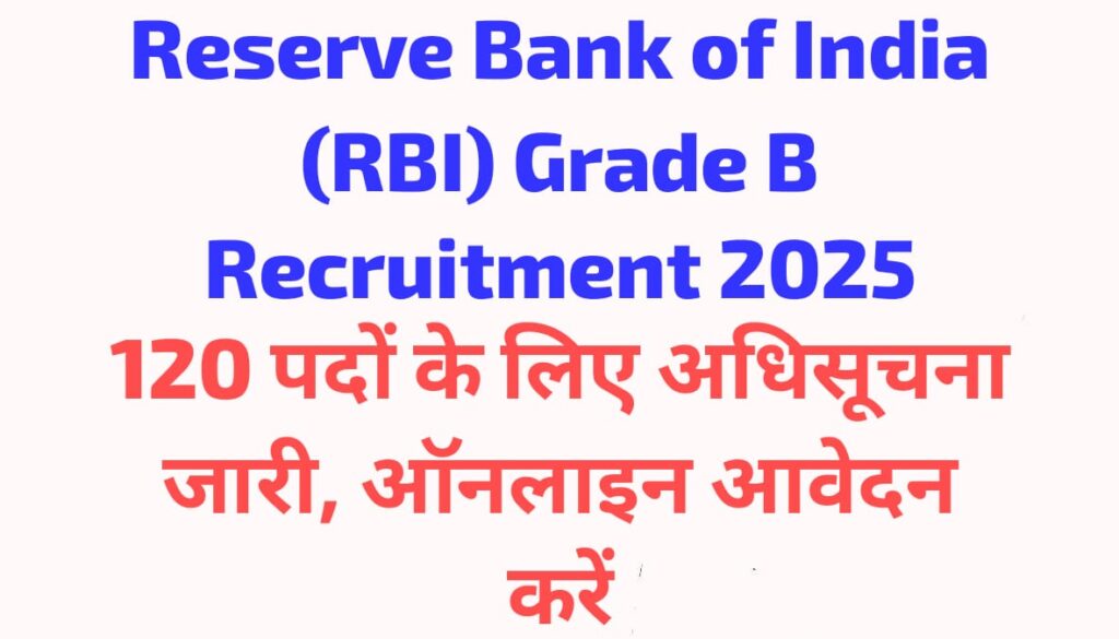 Reserve Bank of India (RBI) Grade B Recruitment 2025